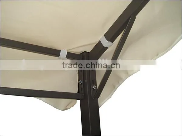 Portable wrought iron gazebo with sloped cover