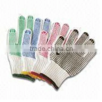 machine knit glove with dots