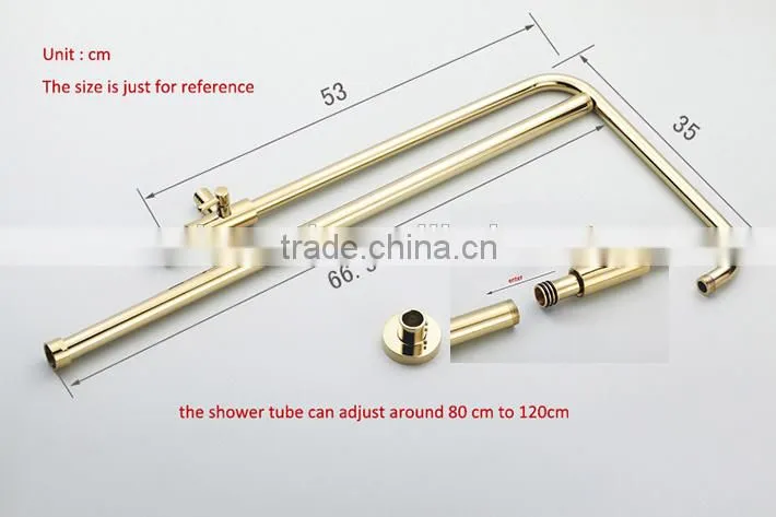 Luxury high quality brass gold finishing bathroom rain shower set