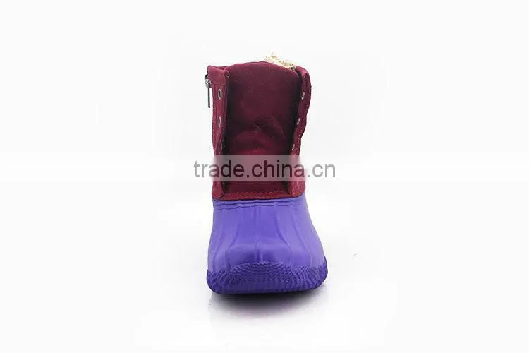 Newest Design Low price 100% Natural Rubber Cheap rain boots with fur lining