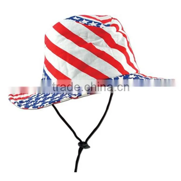 100% cotton custom american flag bucket hat