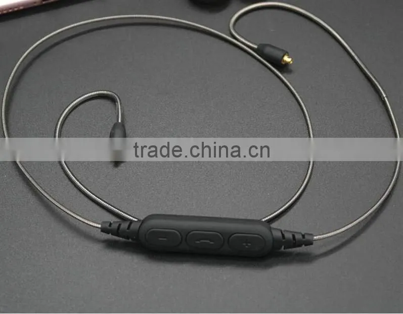 Pluggable Earphone Audio Cable Replacement Headphone Wire with Mic & Bluetooth Adapter for Shure SE215/315/535/846 UE900 XBA-H3