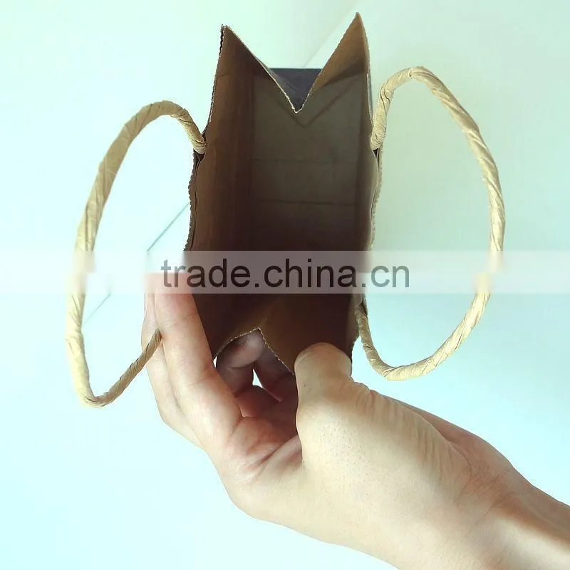stand up kraft folding paper shopping bag for garment or gift