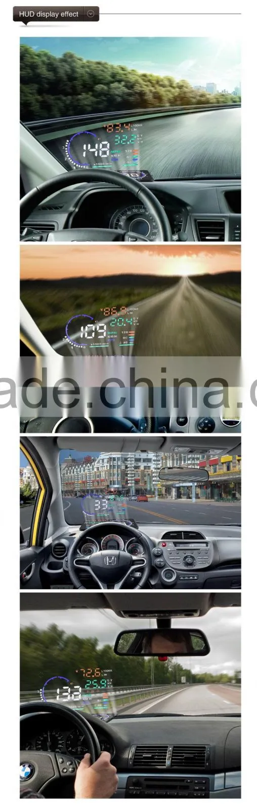 Head up display GPS OBD car speed limiter HUD A8