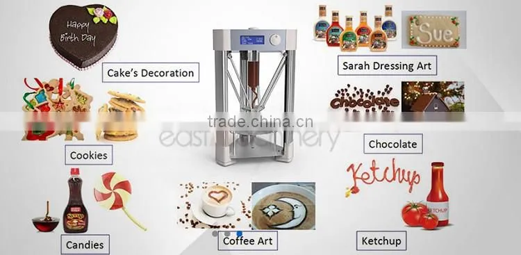 Commecial 4-Nozzle 3D Food Printer Coffee Printer Edible Cake Printer for Cookies Coffee Cakes Chocolate Cream Ketchup