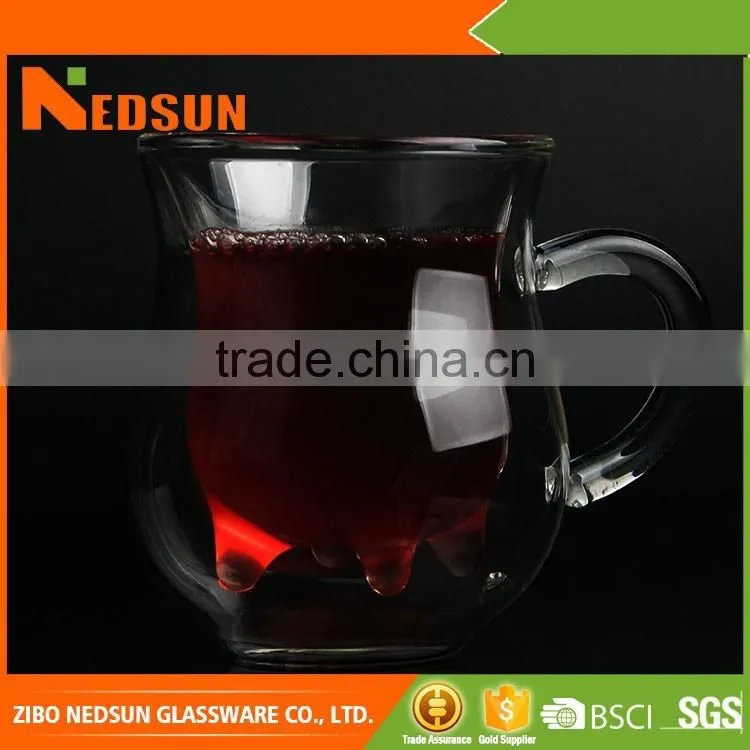 Hot sales double wall glass coffee cup