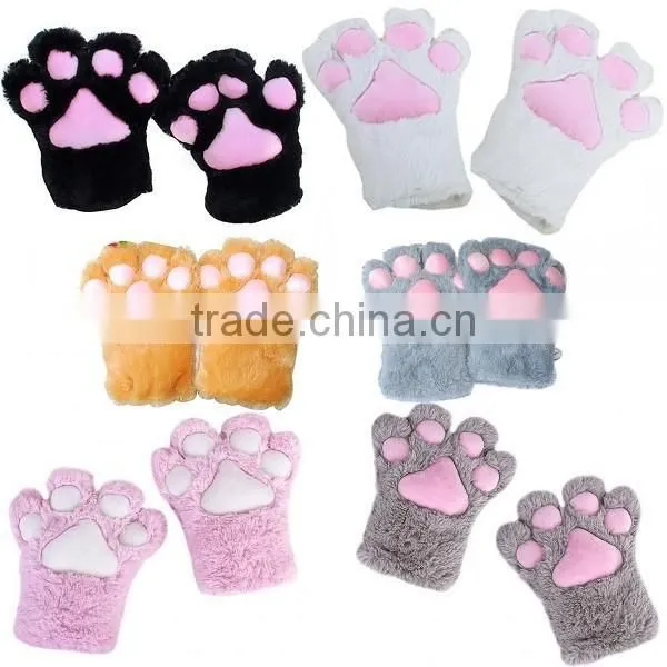 Anime Cosplay Party Costume Cute Cat Bear Plush Paw Claw Gloves