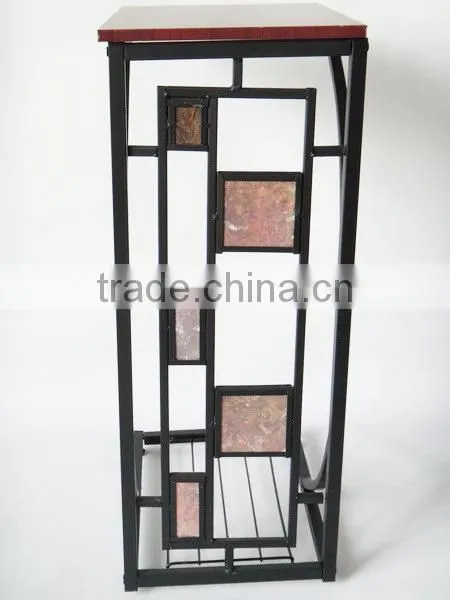 RH-4520 Living room Geometric Design Artificial Slate-Trimmed MDF top metal Sofa Side Table