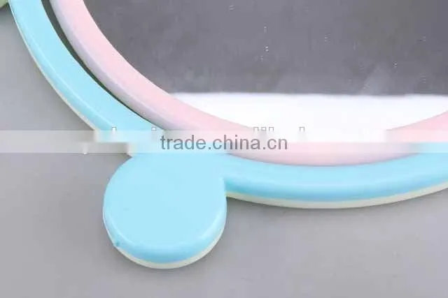 Colorful round plastic double sided with double round foot base mirror