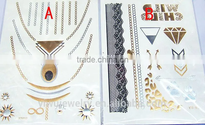 Temporary Sexy Fashion Foil Jewelry Custom Tattoo Sticker For Sale