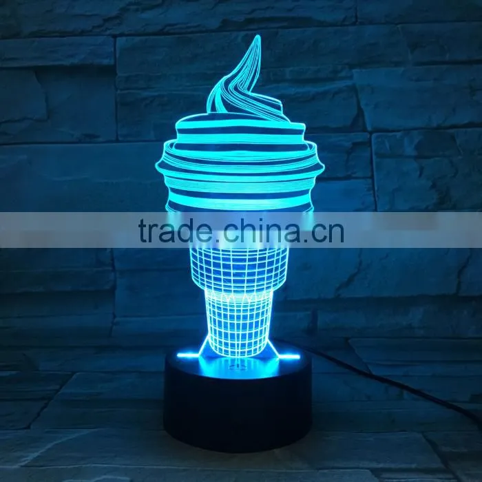 UCHOME 3d Light Model Ice Cream 3d Illusion Table Lighting Lamp