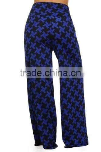 New Plus Size Printed Wide Leg Fold Over High Waist Palazzo Flare Lounge Pants