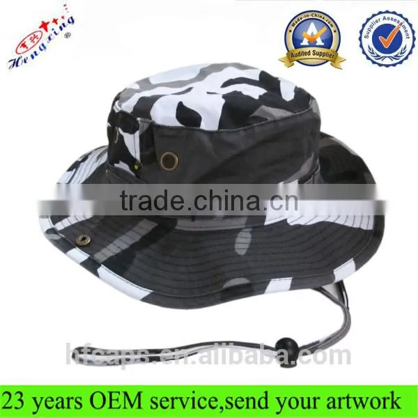 Man's Cotton Camo Bucket Cap With Strings