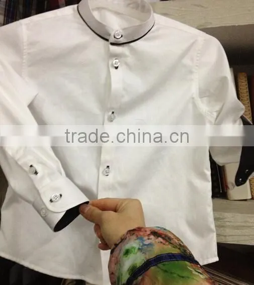 Custom boys dress shirts wholesale Banded collar white dress shirts