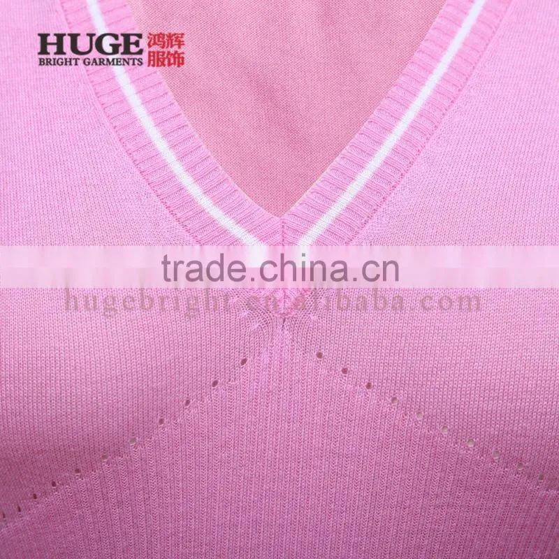 Contrast trim knitted pullover with short sleeves and empire waist