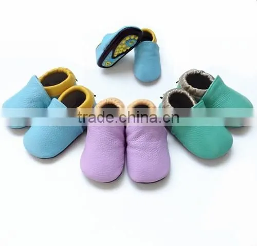 blue rubber sole baby shoes without fringes,kids hard sole walking shoes