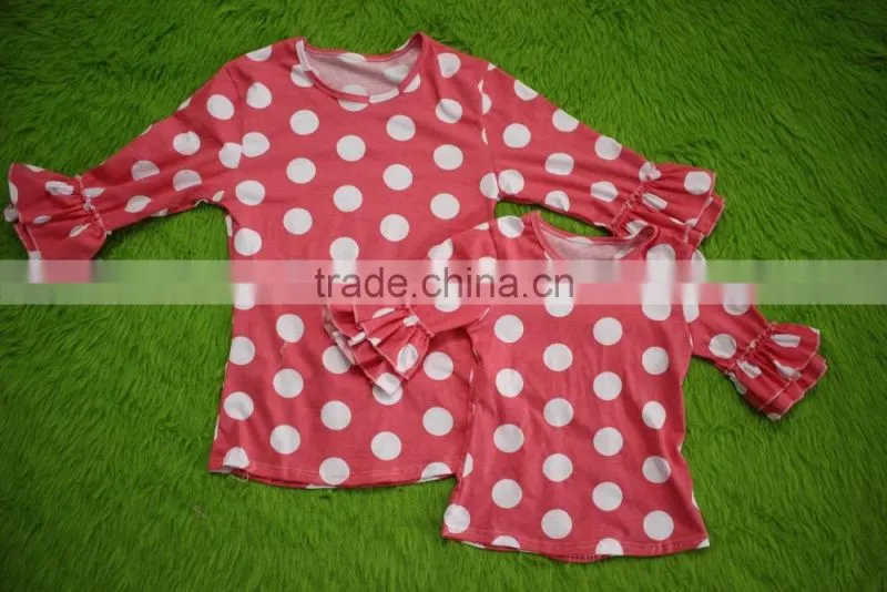 bokun factory custom made women clothing polka dots pattern blouse mom and me summer shirts