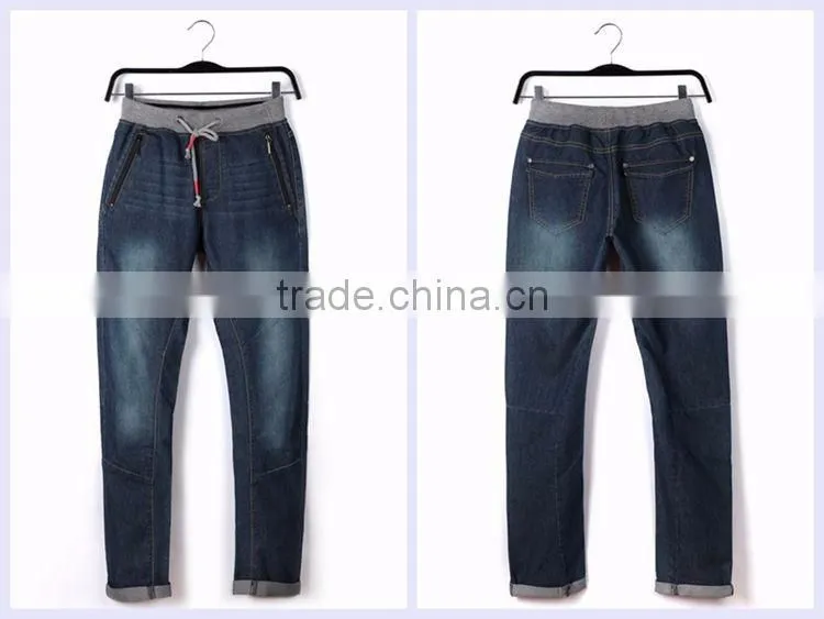 Bulk wholesale black color kids elastic waist denim new style boys pants jeans