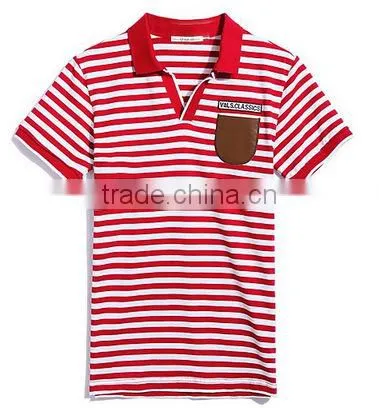 Selling Best Summer Design Men's Red Stripe Polo Shirt OEM Support