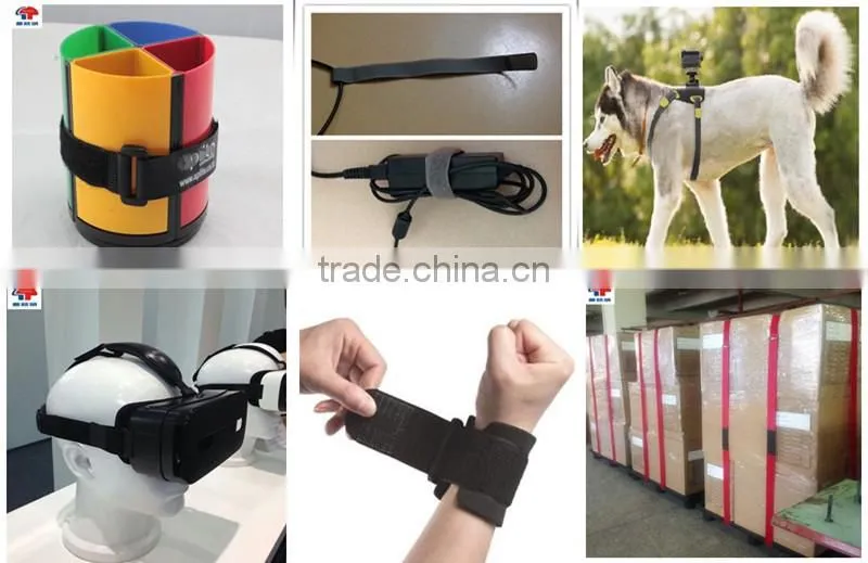 Red bandage Hook and loop fastening tape with buckle for luggage