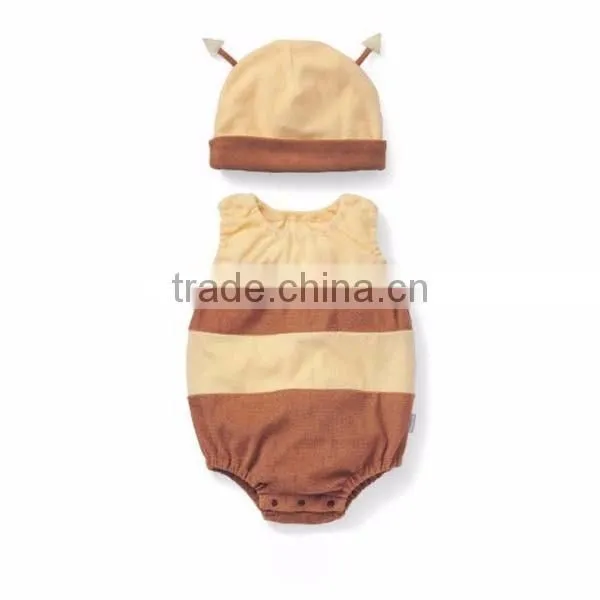 cartoon animal fruit sleeveless 100% cotton baby romper with hat