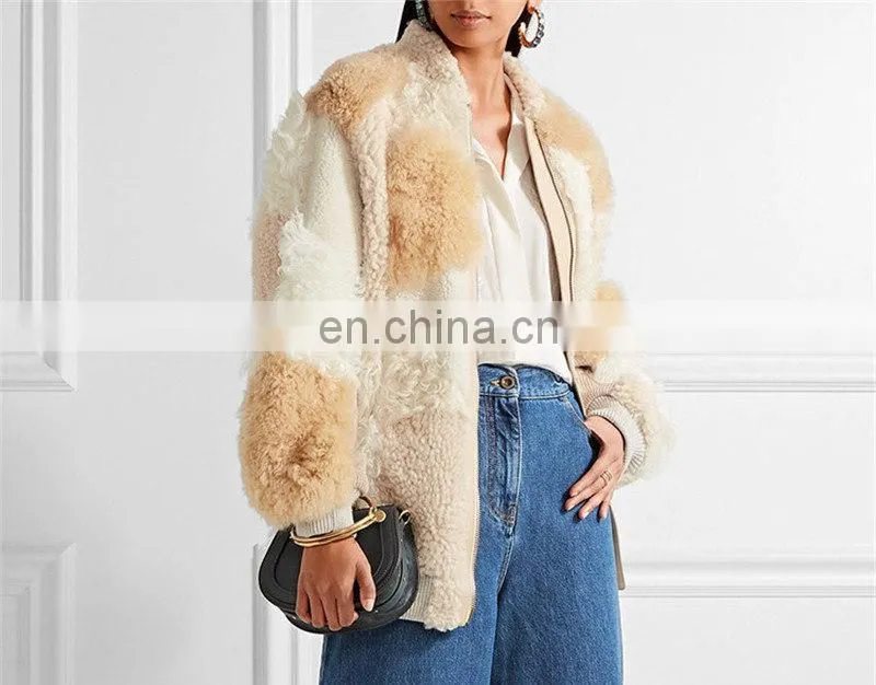 Wholesale Winter Celebrity Fashion Style Double Face Lamb Leather Fur Jacket