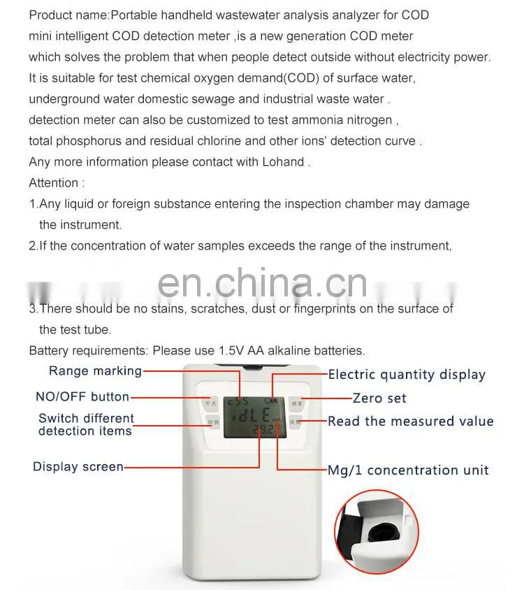 Portable intelligent multiparameter COD water quality sensors