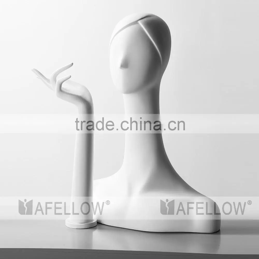 Fiberglass Woman Mannequin Head,Female Abstract head mannequin,Cheap White Head,Dispaly Jewelry/ hat /scarf H1083