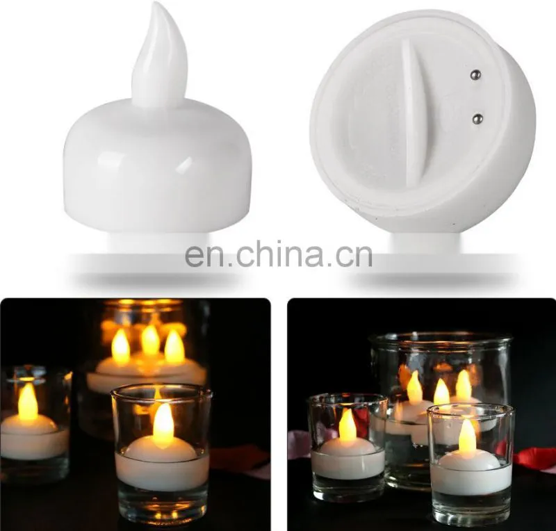 12 pieces per pack waterproof battery operated glitter candle light color changing floating led candle with swirling glitter