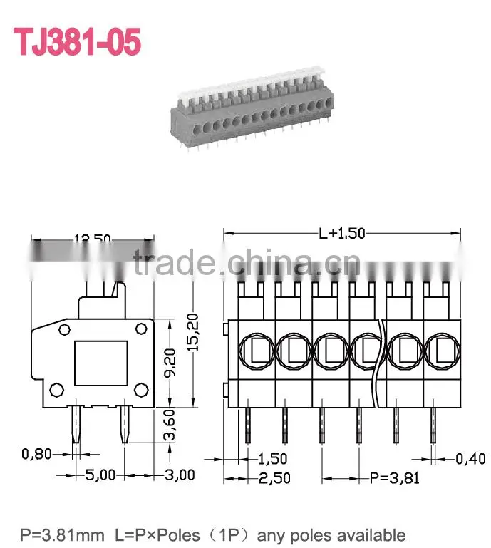 3.81mm Power Screwless Wago Blocks Wholesale Electrical Terminal Block