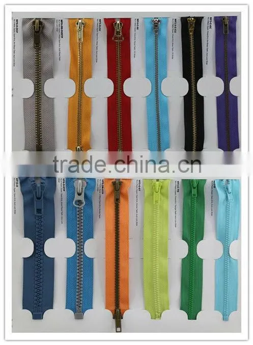 Black teeth open end nylon zipper with lurex tape