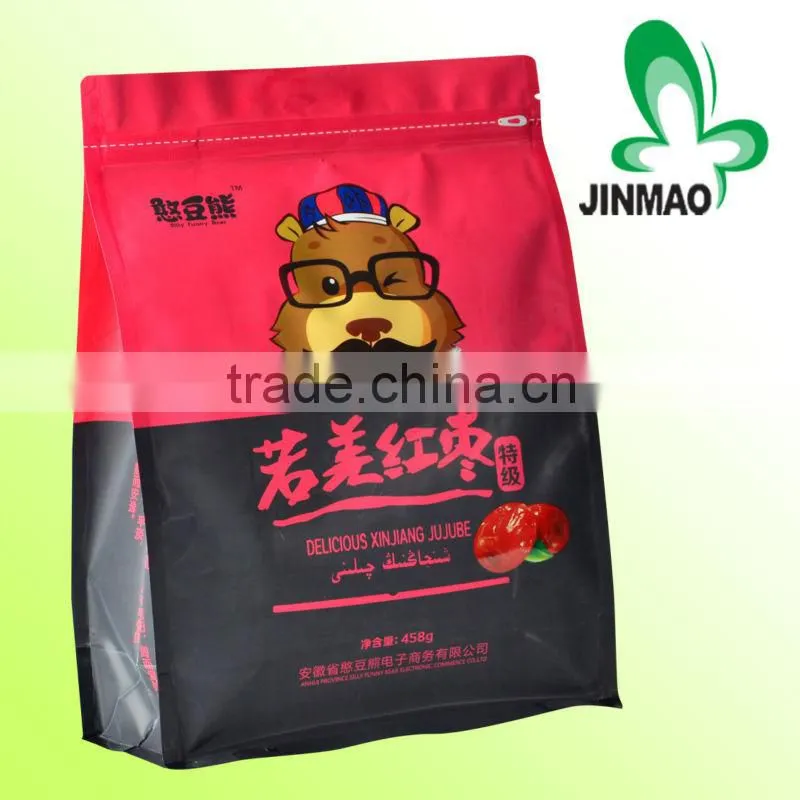 Laminating foil material packaging quad sealed food bag