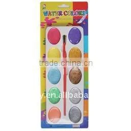 12 COLORS METALLIC WATER COLOR DAMP DRY WITH A PAINTBRUSH AND PALETTE NON-TOXIC