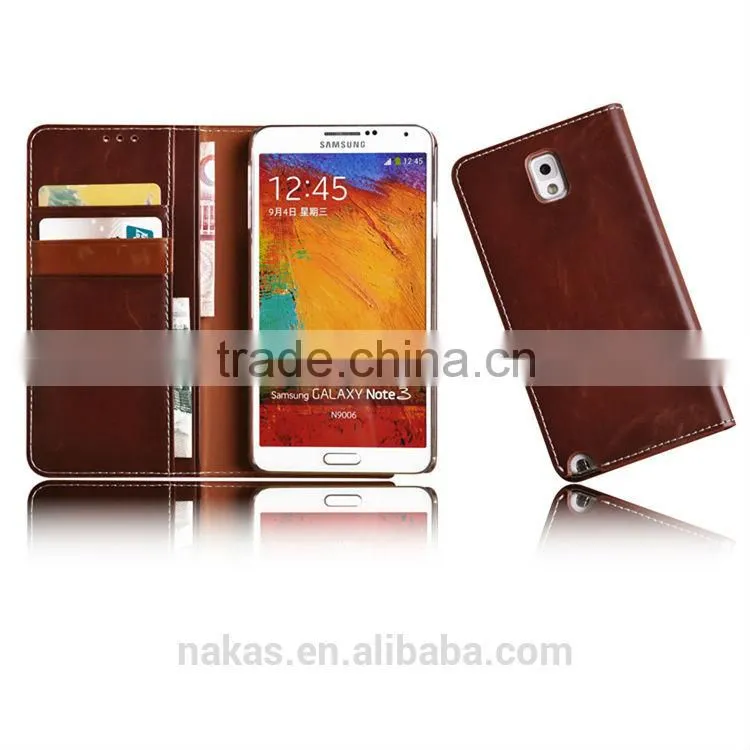 leather wallet flip phone cover for Samsung galaxy note 3