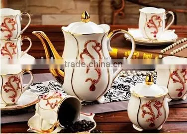 gold porcelain coffee set made In China
