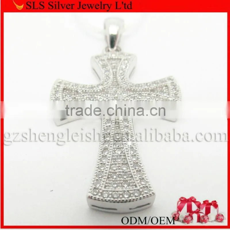 vogue lady silver 925 cz cross pendant