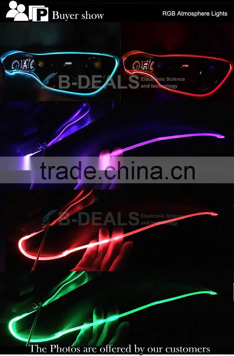 12V super bright RGB color changing Car Interior Accent Lighting 3MM fiber atmosphere decoration light