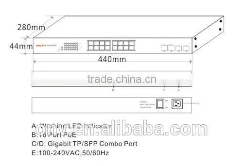 OEM 16 port managed switch POE Switch for IP Camera with 2 Gigabit TP/SFP Combo Ports (260Watts/440Watts) ONV