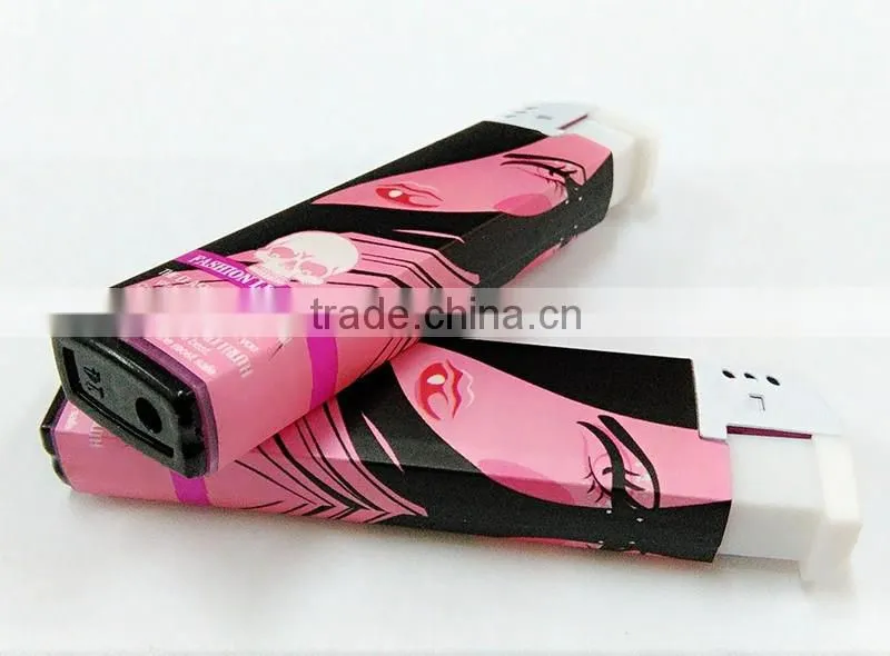 2016 New model pretty lady paper wrapped refillable lighter plastic for wholesale