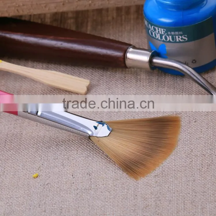 Wholesale 5pcs Set Fan Shape Red Wooden Handle Artsit Paint Brush In Stock