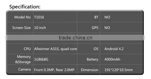 10.1 inch android tablet pc, android tablet without sim card