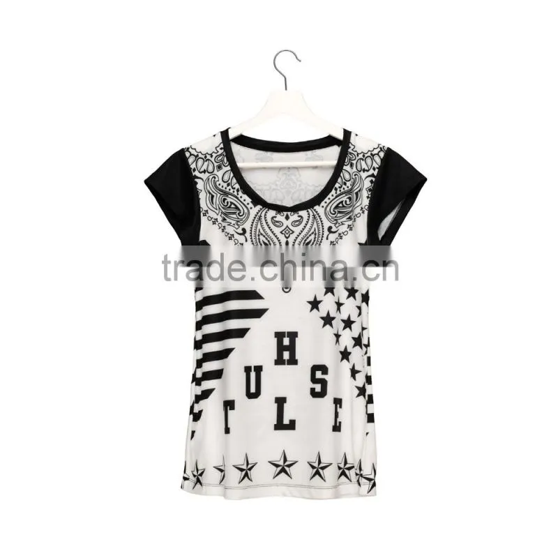 High Quality Custom 3D Printing Hustle Sports Gym Tshirt Women