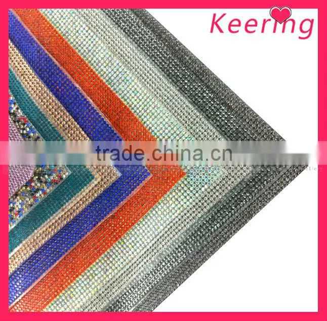 new products baby blue rhinestone with claw crystal rhinestone mesh trimming WRT-010