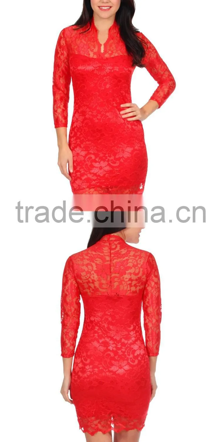 wholesale long sleeve red lace dress fashion elegant white christmas dress fat size women party dresses