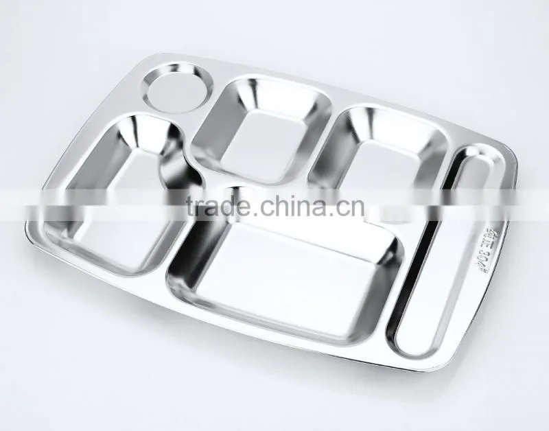 home utensils china 304 stainless steel square compartment dinner plates
