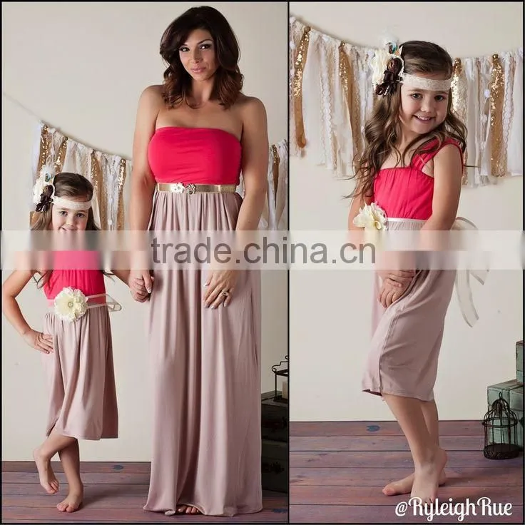 2015 hot selling family clothes, mother and child/daughter dress clothing design set, mommy and me maxi dress