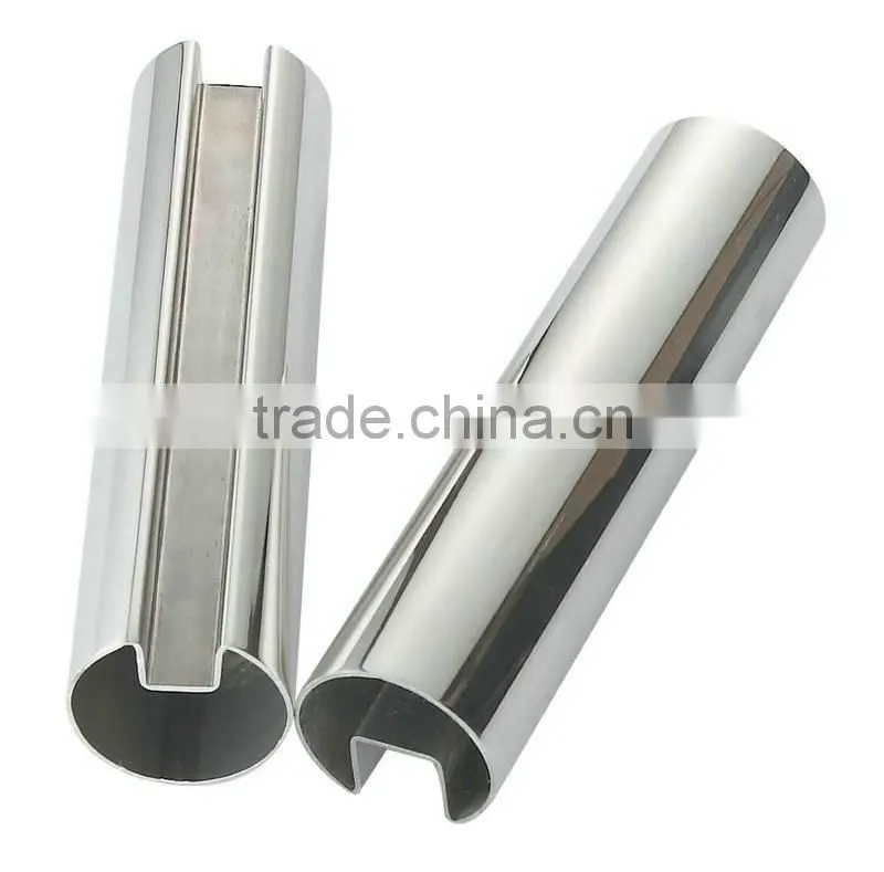 stair railing stainless steel slotted tube for 16mm glass