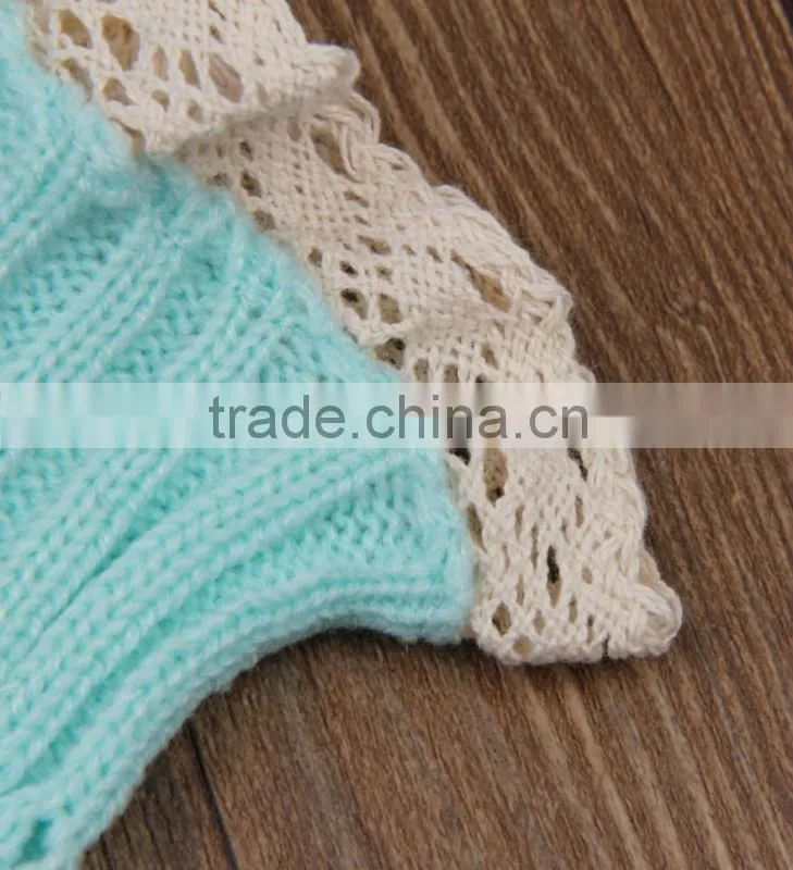 Lovely Leaves Mint Color Boot Socks Hollow Diamond Acrylic Knit Lace Boots Socks