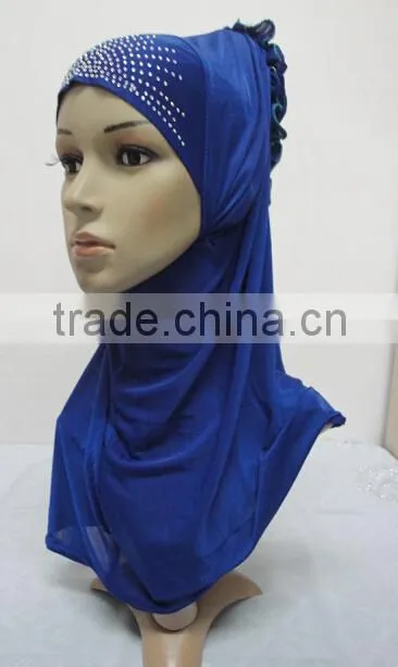 H242 latest muslim hijab scarf with flowers on back