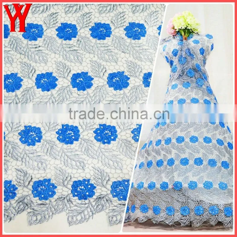 Nice flower embroidery designs african lace fabrics guipure lace with stones